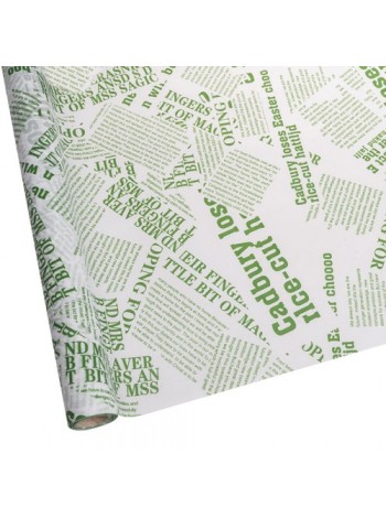 Пергамент Газета 50 см х 10 м цвет Зеленый на белом WXP - 43