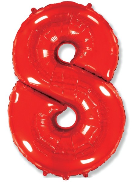 Фольга шар Цифра 8 Красный 40"/100 см 1 шт Испания
