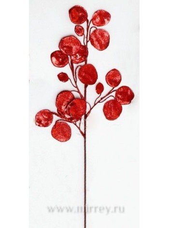Ветка декоративная с листочками 46 см красный