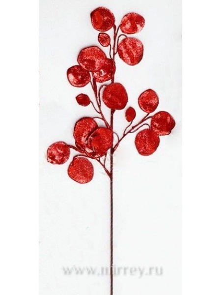 Ветка декоративная с листочками 46 см красный