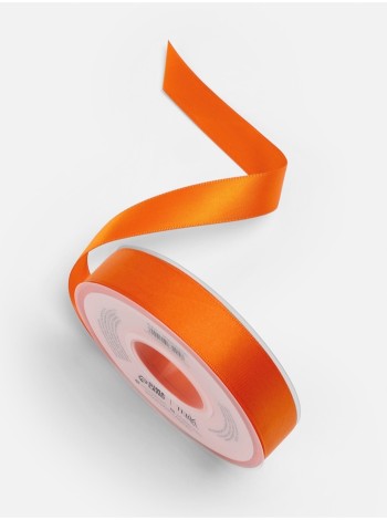 Лента атлас 2 см х23 м 2-х сторонняя цвет ярко-оранжевый №751