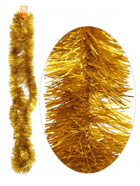 Мишура 195  х 9 см сатин+ металл цвет золотой HS 42-5