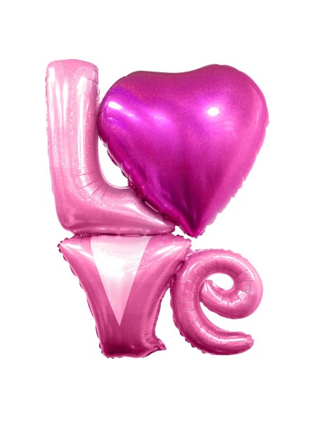 Фольга шар фигура LOVE 41"/104 см цвет розовый Голография
