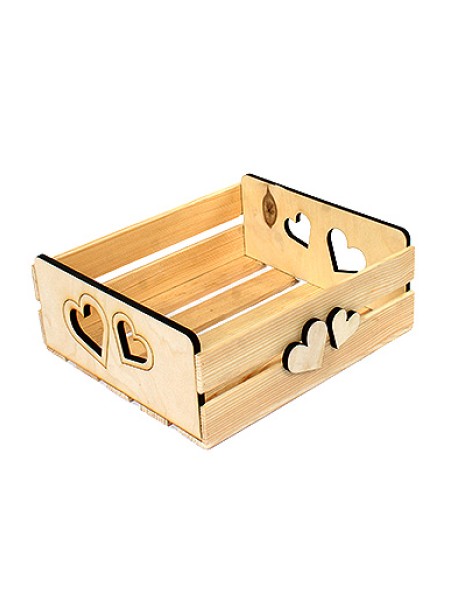 Коробка деревянная 22 х20 х7(9) см лоток с резн. ручками- сердце классическое 125/411-93