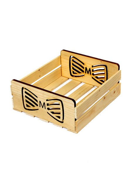 Коробка деревянная 22 х20 х7(9) см лоток с резн. ручками- галстук-бабочка  125/411-93