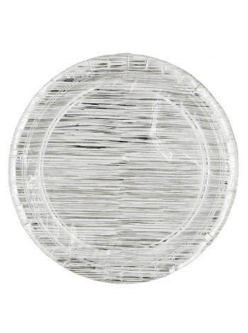 Тарелка бумага 10 шт 23 см Штрих серебро  HS-55-13