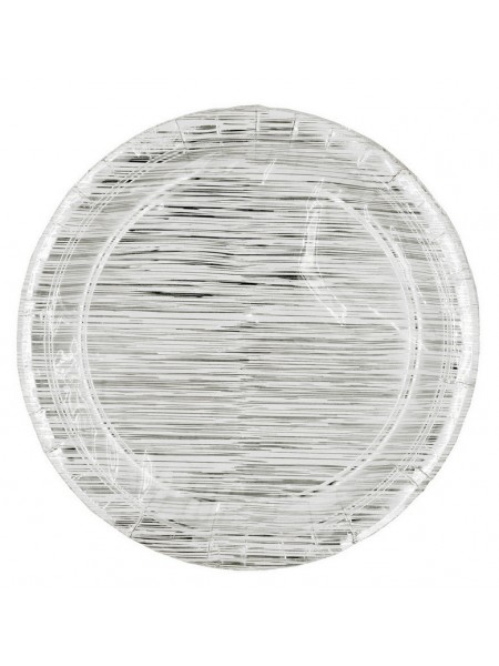 Тарелка бумага 10 шт 23 см Штрих серебро  HS-55-13
