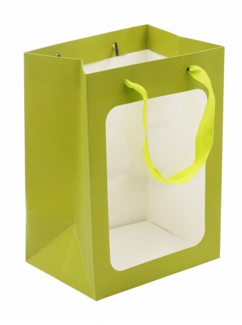 Пакет ламинированный 18 х25 х13 см с окном цвет салатовый HS-7-6