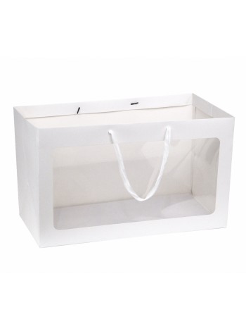 Пакет ламинированный 50 х30 х25 см с окном цвет белый HS-7-14