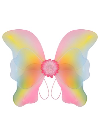 Крылья Красочная Бабочка розо/желтый/голубой с блестками 48 х 37 см