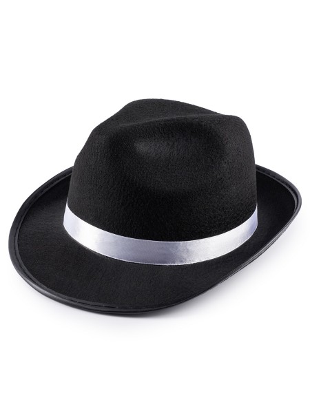 Шляпа мафиози фетр цвет черный/белый