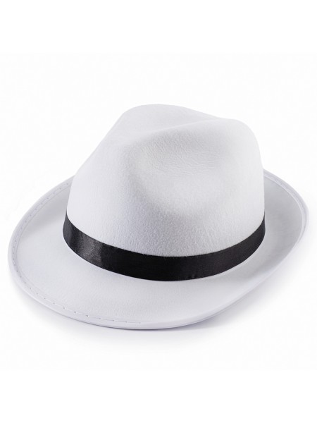 Шляпа мафиози фетр цвет белый/черный