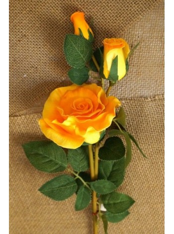 Роза 3 цветка 70 см цвет желтый