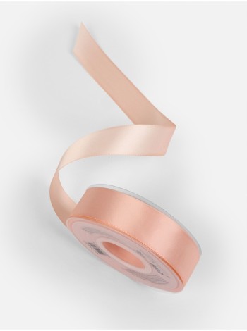 Лента атлас 2,5 см х23 м 2-х сторонняя цвет персиковый пух №0714