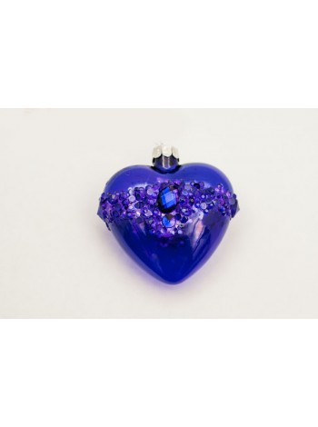 Сердце стекло 8 см цвет фиолетовый