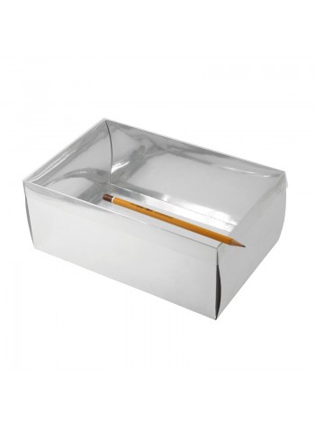 Коробка складная 25 х16 х10 см прозрачная крышка цвет серебряный 2 части HS-19-35