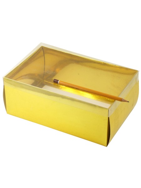 Коробка складная 25 х16 х10 см прозрачная крышка цвет золотой 2 части HS-19-35