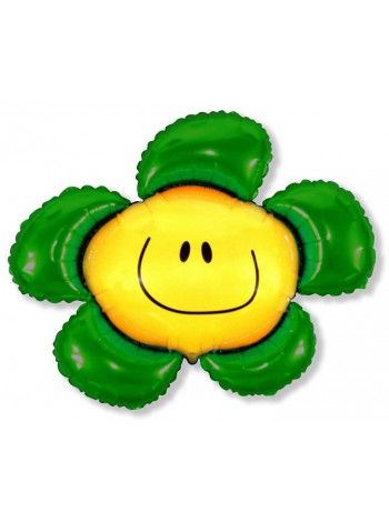 Фольга шар Цветочек солнечная улыбка зеленый  41"/104 см 1шт Испания