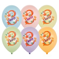 14" шар с рисунком 8 Марта Цветы