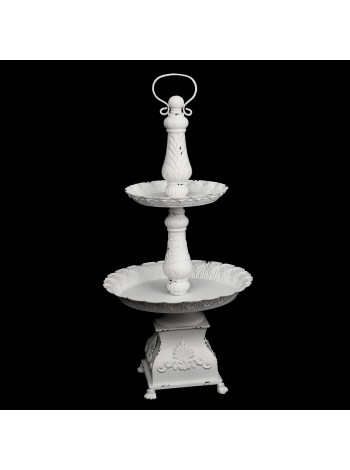 Подставка 2 яруса h84 х d32/22 см металл цвет белый HS-39-11