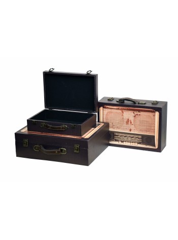 Чемоданы дерево/кожа набор 3 шт Радио 10/12/13,5 х 20/24/30 х 30/34/40 см HS-39-5