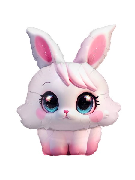 Фольга шар фигура Зайка с большими глазами 35"/ 89СМ Китай