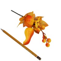 Ветка осенняя с тыквой и ягодой 15 см цвет оранжевый HS-1-19
