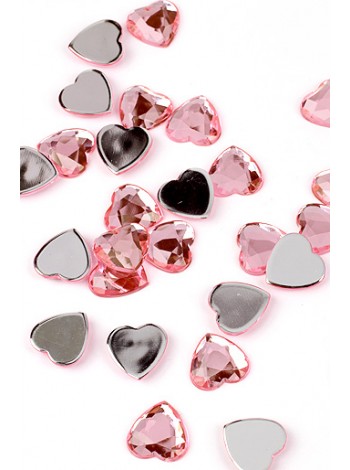 Стразы сердца 418-61 d18 мм цвет розовый  цена за 1 шт