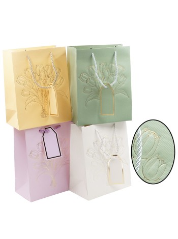 Пакет ламинированный 18 х23 х10 см фактурный Цветы цвет микс  HS-4-50