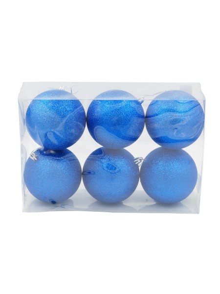 Шар пластик 8 см набор 6 шт блеск цвет синий HS-39-14