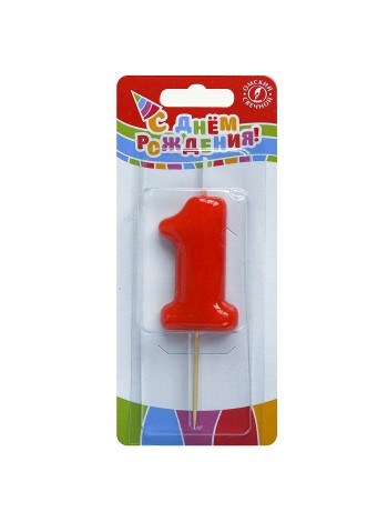 Свеча тортовая на шпажке 1 цвет красный