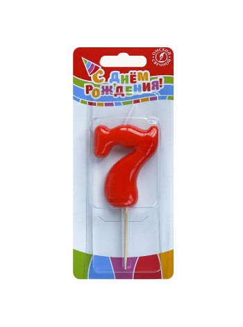 Свеча тортовая на шпажке 7 цвет красный