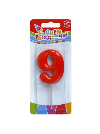 Свеча тортовая на шпажке 9 цвет красный