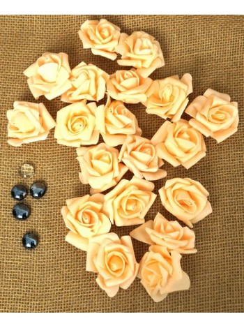 Роза 5,5 см фоамиран (40-50 шт в упаковке) персиковая