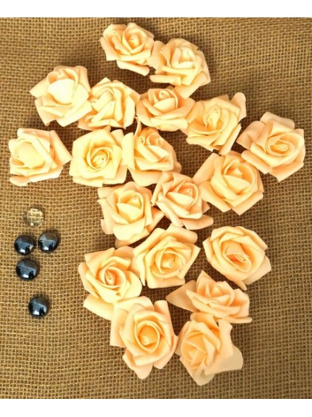 Роза 5,5 см фоамиран (40-50 шт в упаковке) персиковая