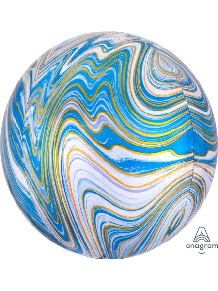 Фольга шар 3D Сфера 16"/40 см Мрамор Blue Anagramm