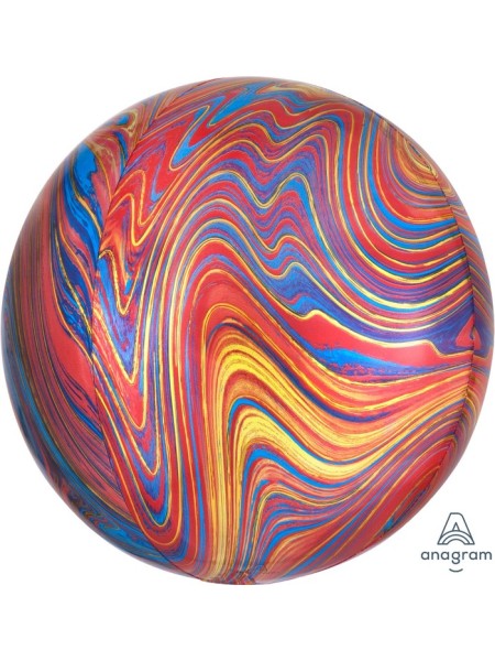 Фольга шар 3D Сфера 16"/40 см Мрамор Colorful Anagramm