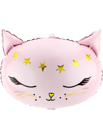 Фольга шар Волшебный котенок розовый голова 19"/48 см Китай