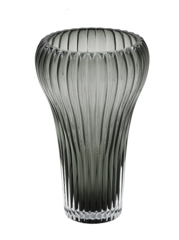 Ваза стекло 28 см рифленная декоративная цвет серый J21728A HS-28-5