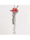 Ветка лиственницы заснеженная с цветами и ягодой 56 см цвет микс HS-5-6