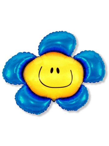 Фольга шар Цветочек синий солнечная улыбка 15"/37 см 1шт Испания