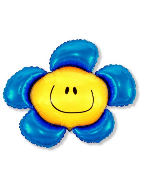 Фольга шар Цветочек синий солнечная улыбка 15"/37 см 1шт Испания