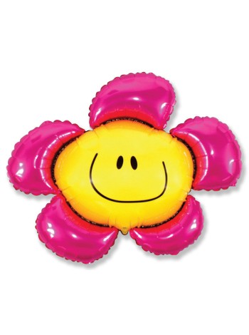 Фольга шар Цветочек фуксия солнечная улыбка 14"/35 см 1шт Испания