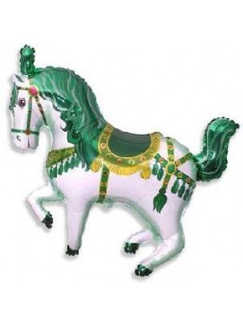 Фольга шар Цирковая лошадь зеленый 15"/37 см 1шт Испания