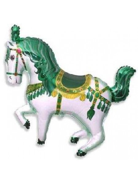 Фольга шар Цирковая лошадь зеленый 15"/37 см 1шт Испания