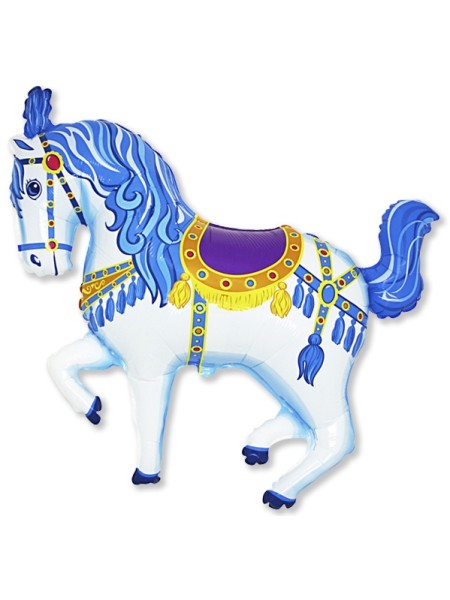 Фольга шар Цирковая лошадь синий 15"/37 см 1шт Испания