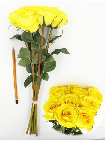 Роза букет из 8 шт 38см цвет желтый HS-37-14