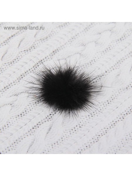 Помпон из натурального меха норки 1 шт 3 см цвет черный