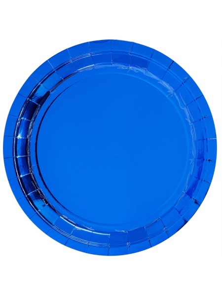 Тарелка бумага 6 шт 23 см фольга синяя