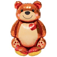 Фольга шар AIR Мишка с красным сердцем 36"/91 см Китай